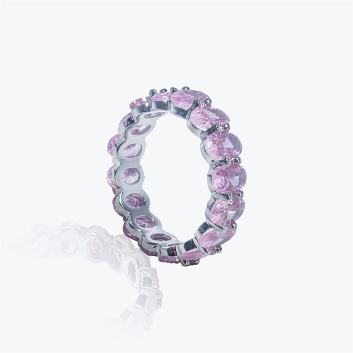 Кольцо Дорожка с овальными розовыми камнями - фото 4617