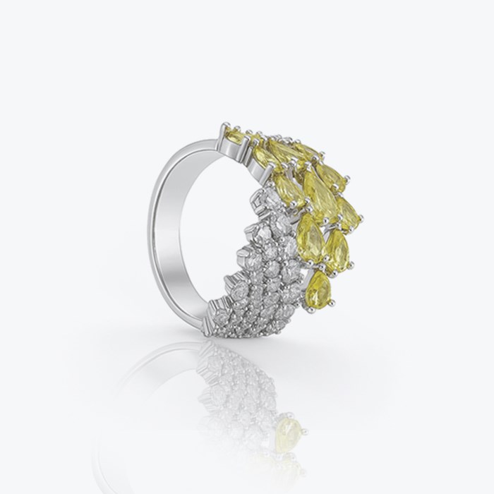 Кольцо Лепестки с россыпью к79908-1