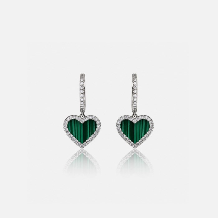 Серьги Малахитовое сердце с60073-1