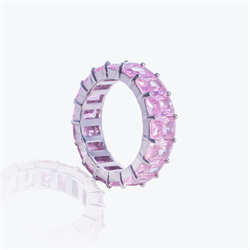 Кольцо Дорожка с розовыми прозрачными камнями