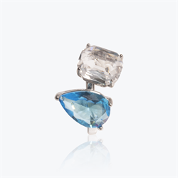 Кольцо с камнями голубого и прозрачного цвета - фото 4673