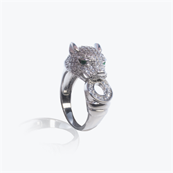 Кольцо Гепард с кольцом серебристый