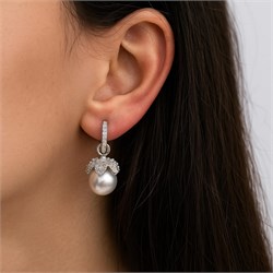 Серьги-конго Жемчужина в цветке "Пудровая роза" с7007911-1