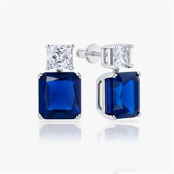 Серьги Классические с большим темно-синим камнем c700-216